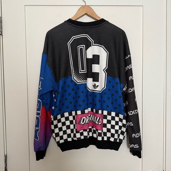 Rare Adidas Sweatshirt Unisex Adult Medium Multicolor Originals Racing Y2K - Picture 9 of 16